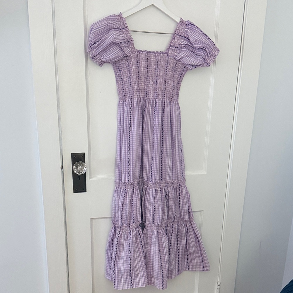 OPT Purple and Pink Gingham Smocked Dress. Size medium. Worn once !
